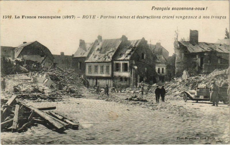 Carte postale ancienne Guerre Roye ruines à Roye