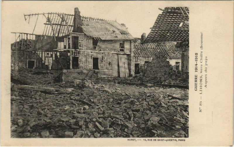 Carte postale ancienne Guerre Lihons ruines à Lihons