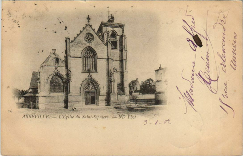 Carte postale ancienne Abbeville Eglise du Saint-Sépulcre à Abbeville