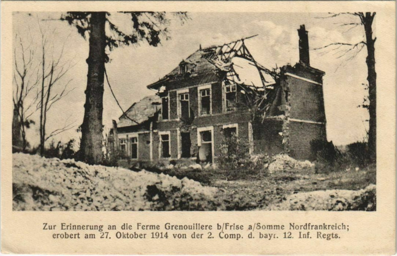 Carte postale ancienne Guerre Frise Ferme Grenouillere à Frise