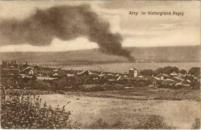 Carte postale ancienne Guerre Arry im Hintergrund Pagny à Arry