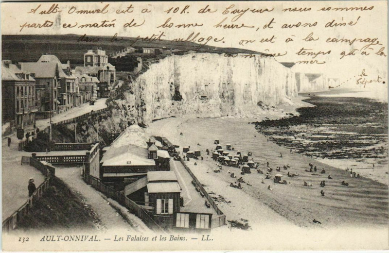 Carte postale ancienne Onival Les Falaises et les Bains