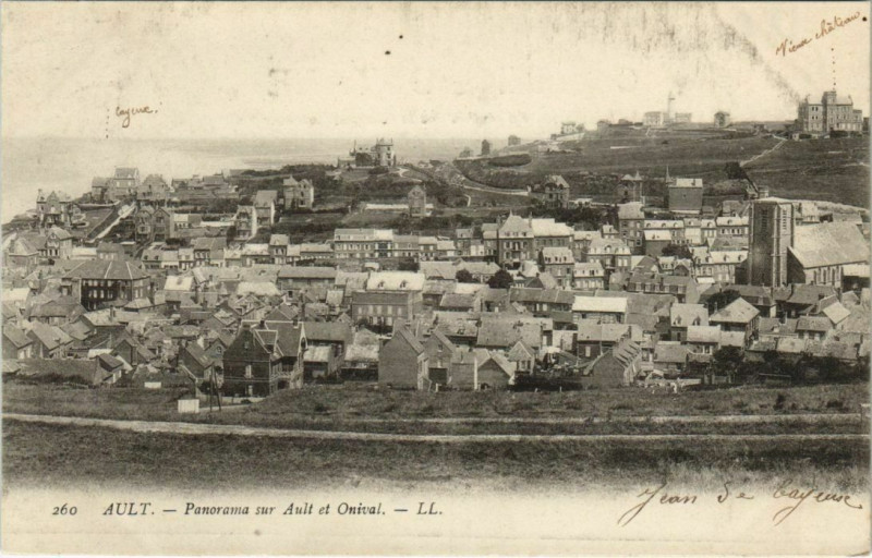 Carte postale ancienne Ault Panorama sur Ault et Onival à Ault
