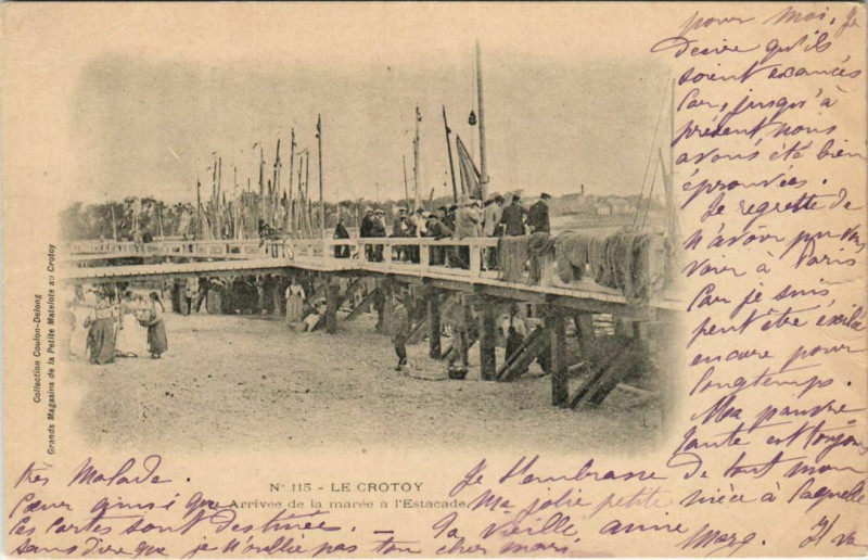 Carte postale ancienne Le Crotoy Arrivée de la marée au Crotoy