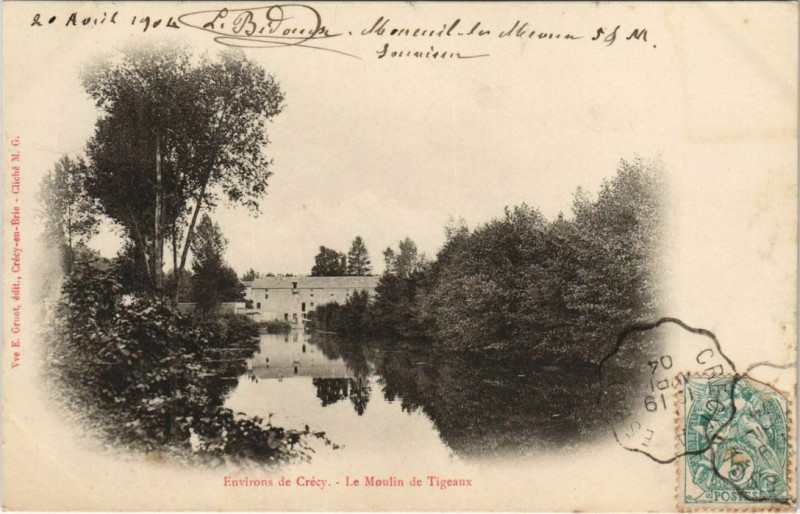 Carte postale ancienne Tigeaux Le Moulin