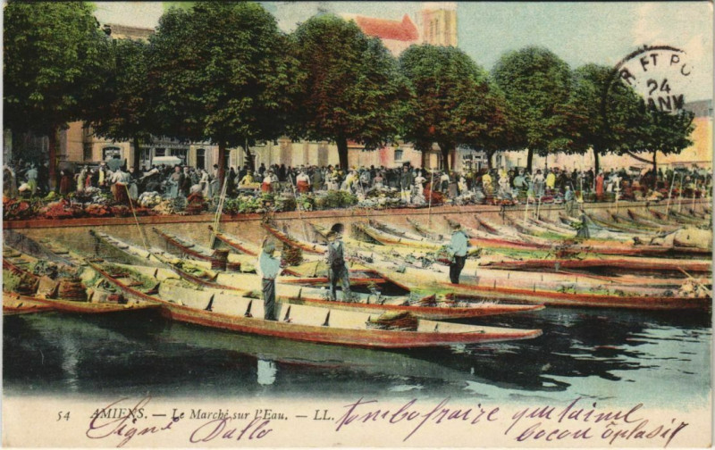 Carte postale ancienne Amiens Le Marché sur l'eau à Amiens