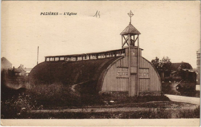 Carte postale ancienne Pozieres Eglise