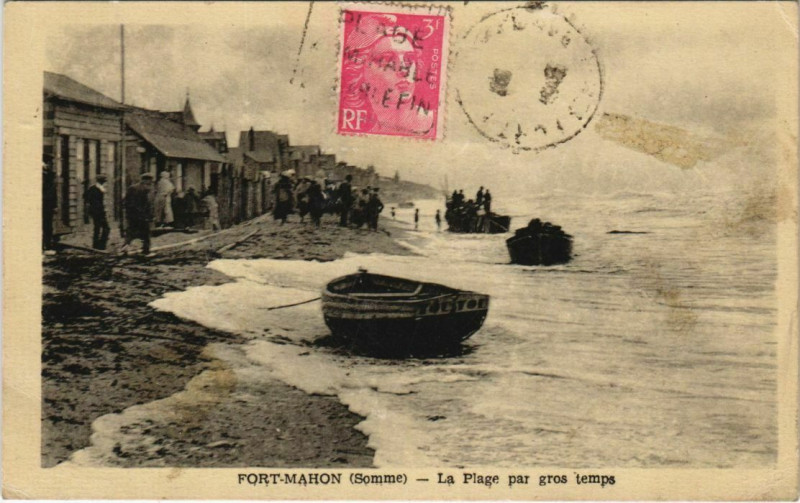 Carte postale ancienne Fort-Mahon-Plage La Plage par gros temps à Fort-Mahon-Plage