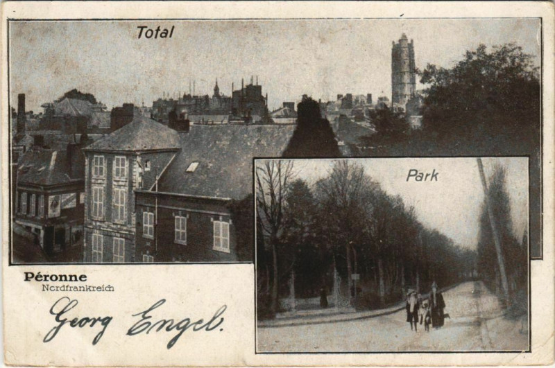 Carte postale ancienne Peronne Total Park