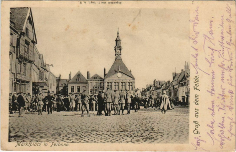 Carte postale ancienne Peronne Marktplatz Place du Marché
