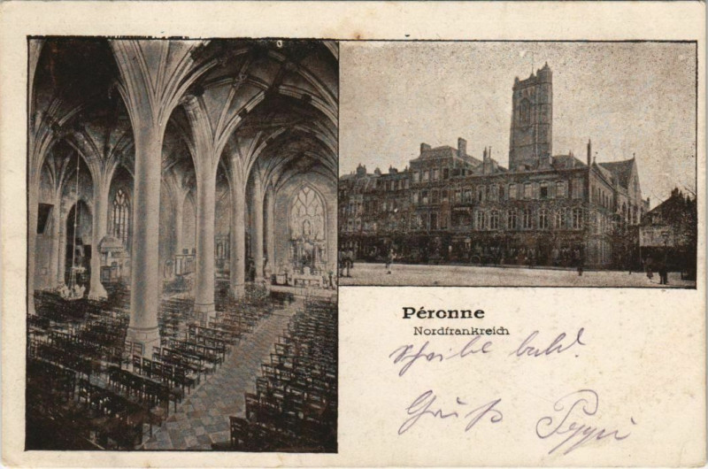 Carte postale ancienne Peronne Cathédrale