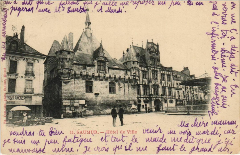 Carte postale ancienne Saumur Hotel de Ville France à Saumur