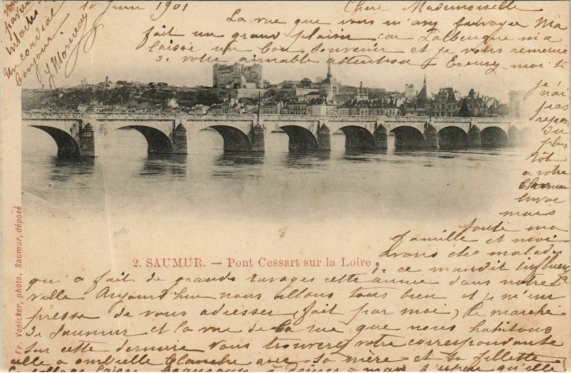 Carte postale ancienne Saumur Pont Cessart sur la Loire France à Saumur