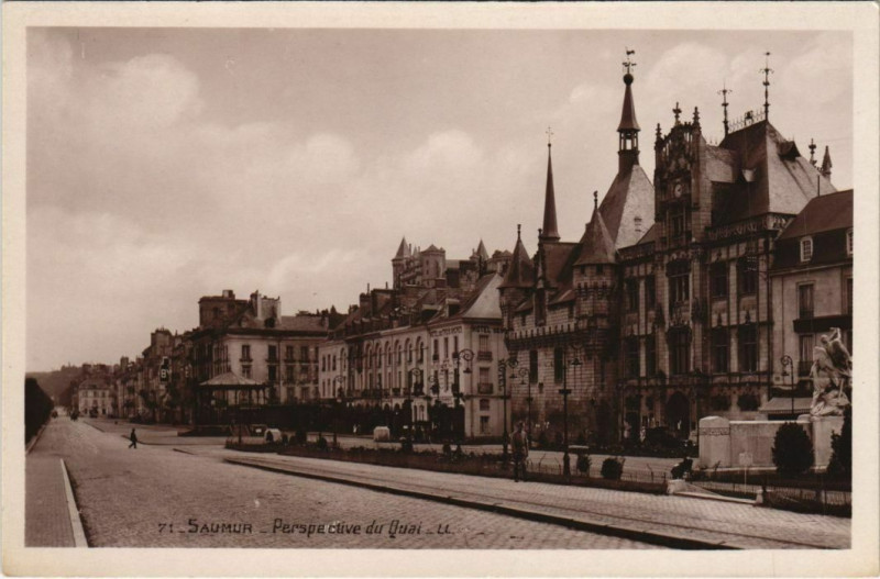Carte postale ancienne Saumur Perspective du Quai France à Saumur