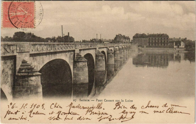 Carte postale ancienne Saumur Pont Cessart sur la Loire France à Saumur
