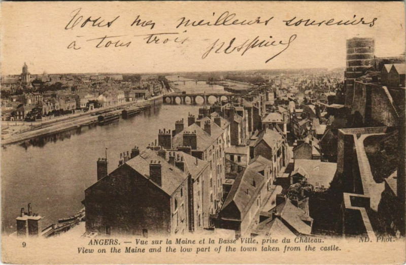 Carte postale ancienne Angers vue sur la Maine France à Angers