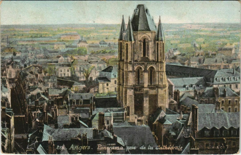 Carte postale ancienne Angers panorama pris de la Cathedrale France à Angers