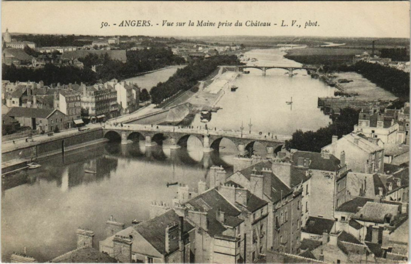 Carte postale ancienne Angers vue sur la Maine France à Angers