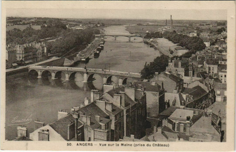 Carte postale ancienne Angers vue sur la Maine France à Angers