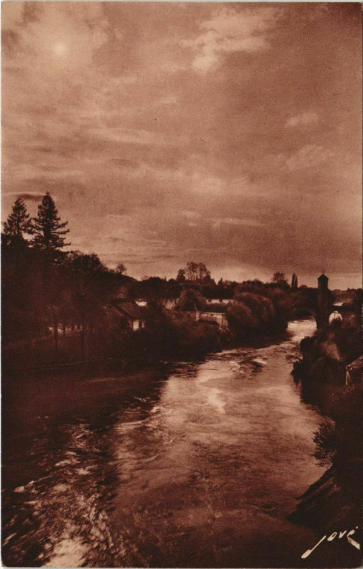 Carte postale ancienne Orthez Le Gave a la fonte des neiges France à Orthez