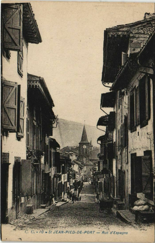 Carte postale ancienne St.Jean Pied de Port Rue d'Espagne France