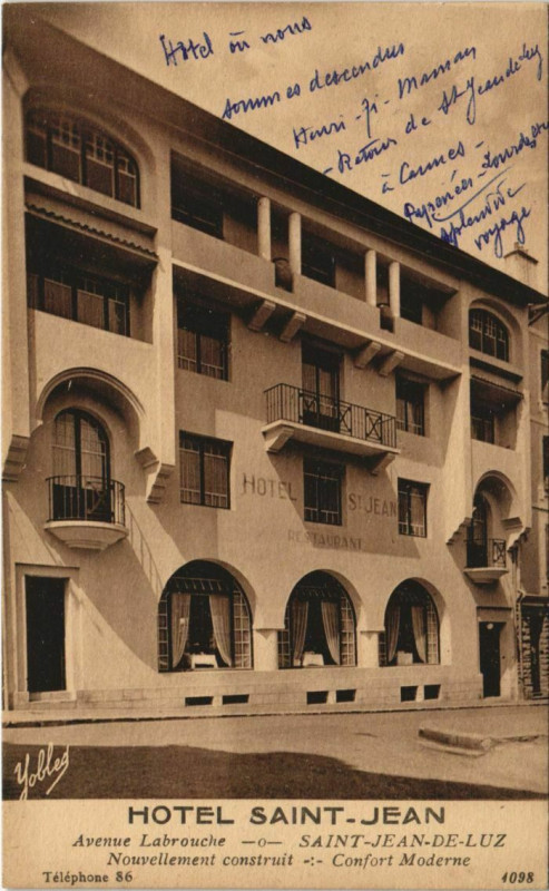 Carte postale ancienne Saint Jean de Luz Hotel Saint-Jean France à Saint-Jean-de-Luz