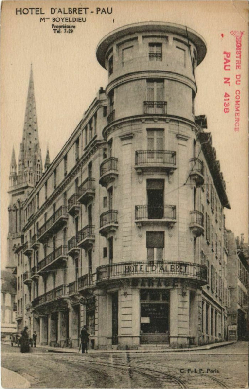 Carte postale ancienne Pau Hotel d'Albret France à Pau