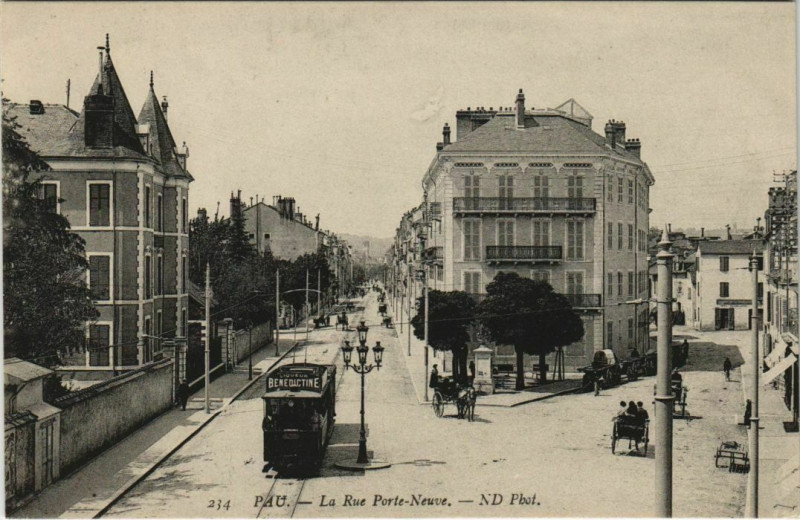Carte postale ancienne Pau La Rue Porte-Neuve France à Pau