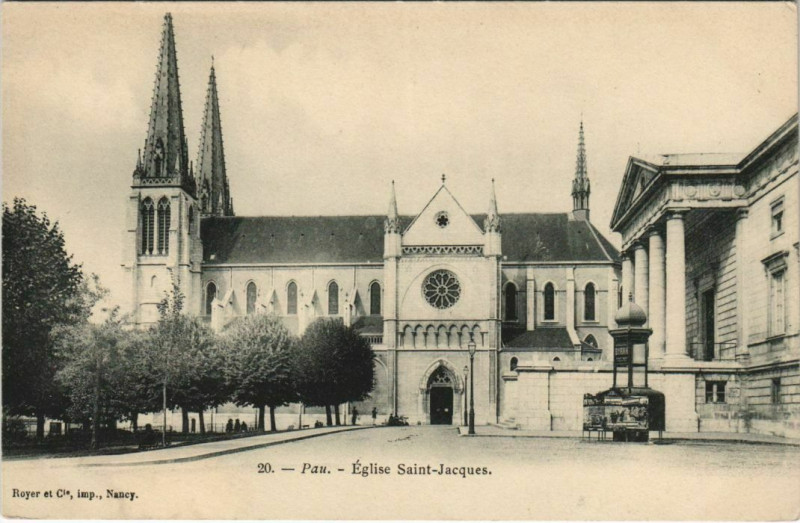 Carte postale ancienne Pau Eglise Saint-Jacques France à Pau