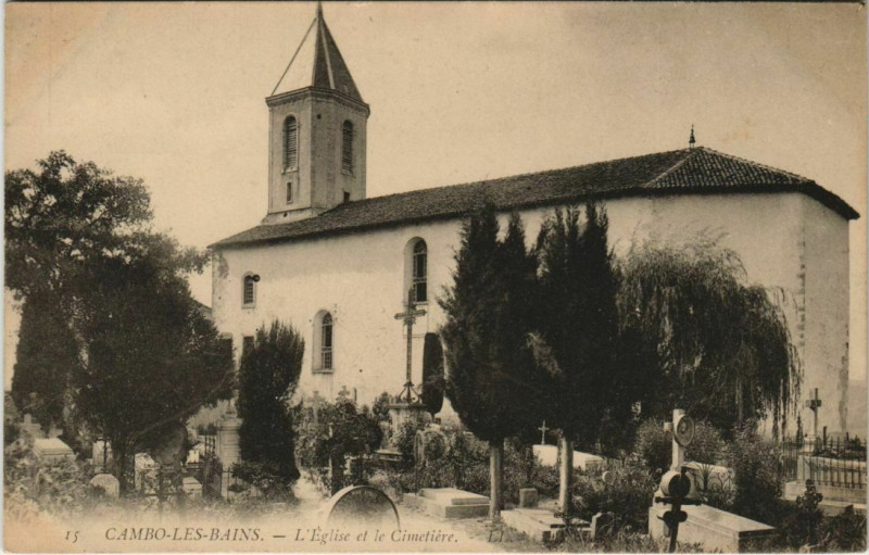 Carte postale ancienne Cambo les Bains L'Eglise et le Cimetiere France à Cambo-les-Bains