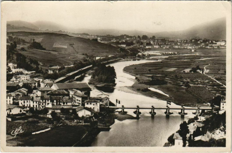 Carte postale ancienne Behobie Pont International s la Bidassoa France