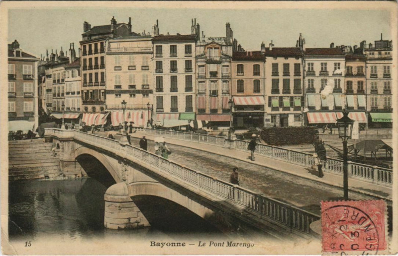 Carte postale ancienne Bayonne Le Pont Marengo France à Aren