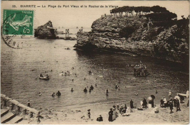 Carte postale ancienne Biarritz La Plage du Port Vieux France à Biarritz