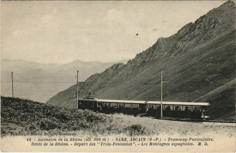 Carte postale ancienne Ascain Tramway Funiculaire France à Ascain