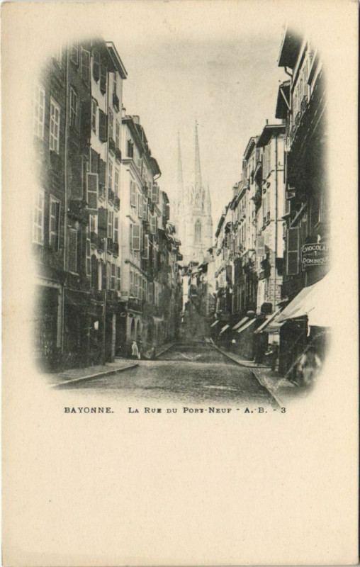 Carte postale ancienne Bayonne La Rue du Port Neuf France à Bayonne