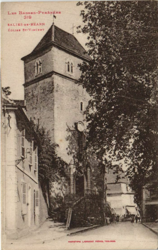 Carte postale ancienne Salies de Bearn Eglise Saint-Vincent France