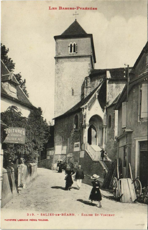 Carte postale ancienne Salies de Bearn Eglise Saint-Vincent France