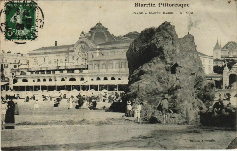 Carte postale ancienne Biarritz Plage a Maree Basse France à Biarritz