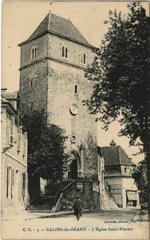 Carte postale ancienne Salies de Bearn L'Eglise St.Vincent France