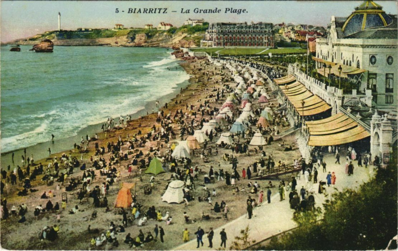 Carte postale ancienne Biarritz Grande Plage France à Biarritz