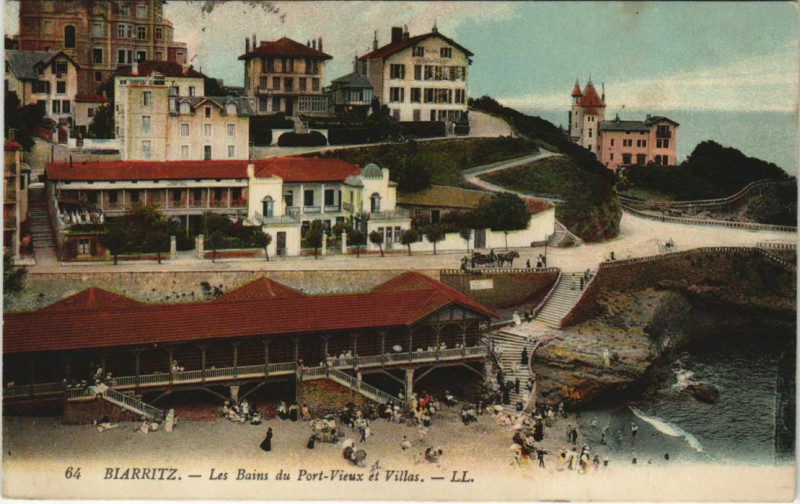 Carte postale ancienne Biarritz Les Bains du Port Vieux et Villas France à Biarritz