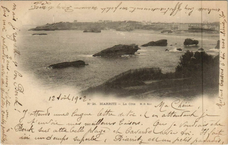 Carte postale ancienne Biarritz La Cote France à Biarritz