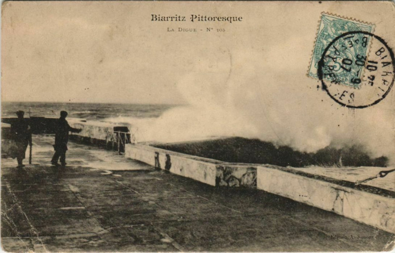 Carte postale ancienne Biarritz La Digue France à Biarritz
