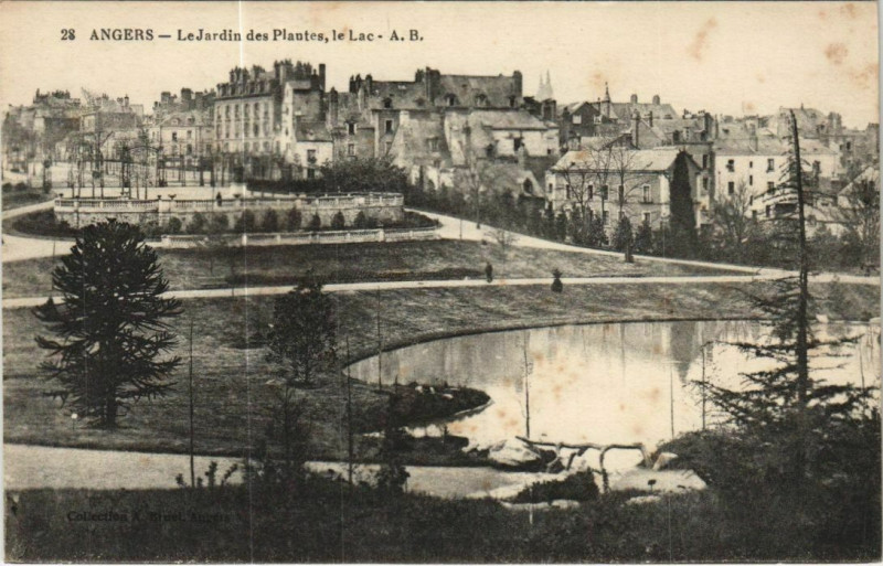 Carte postale ancienne Angers Le Jardin des Plantes ,le lac France à Angers