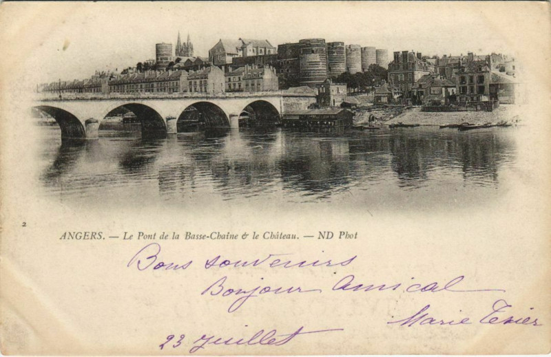 Carte postale ancienne Angers Pont de la Basse Chaine France à Angers
