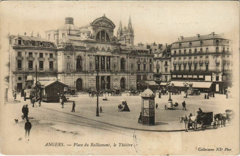 Carte postale ancienne Angers Place du Ralliement ,Le Theatre France à Angers