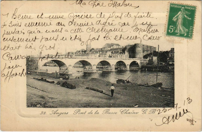 Carte postale ancienne Angers Pont de la Basse Chaine France à Angers