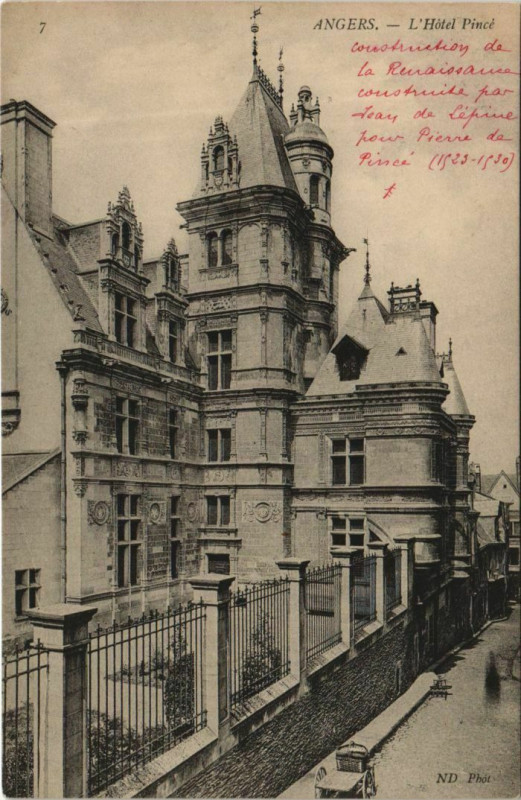 Carte postale ancienne Angers Hotel Pince France à Angers