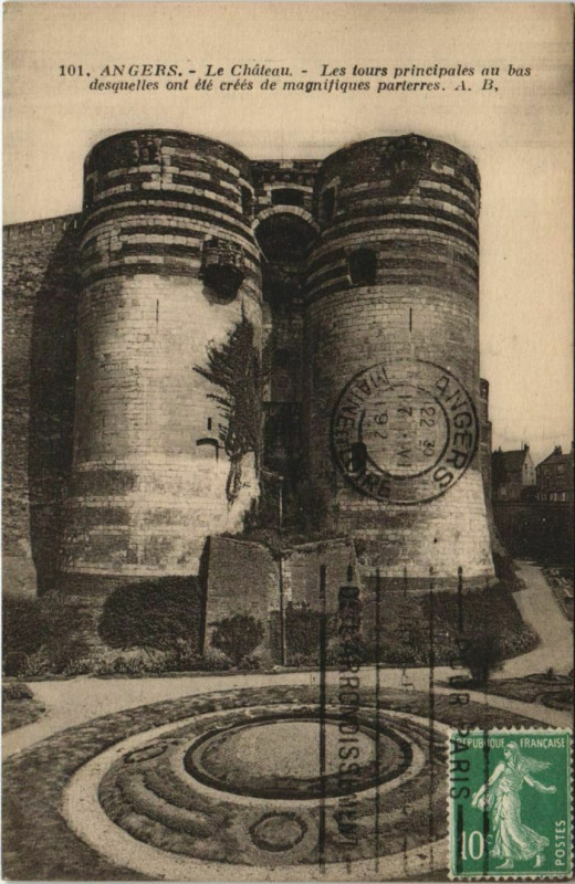 Carte postale ancienne Angers Le Chateau , Les tours principales France à Angers