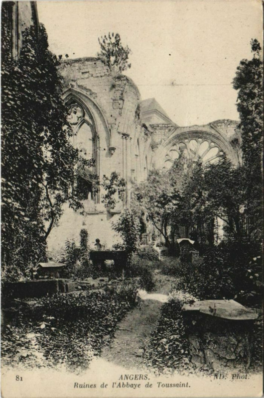 Carte postale ancienne Angers Ruines de l'Abbaye de Toussaint France à Angers